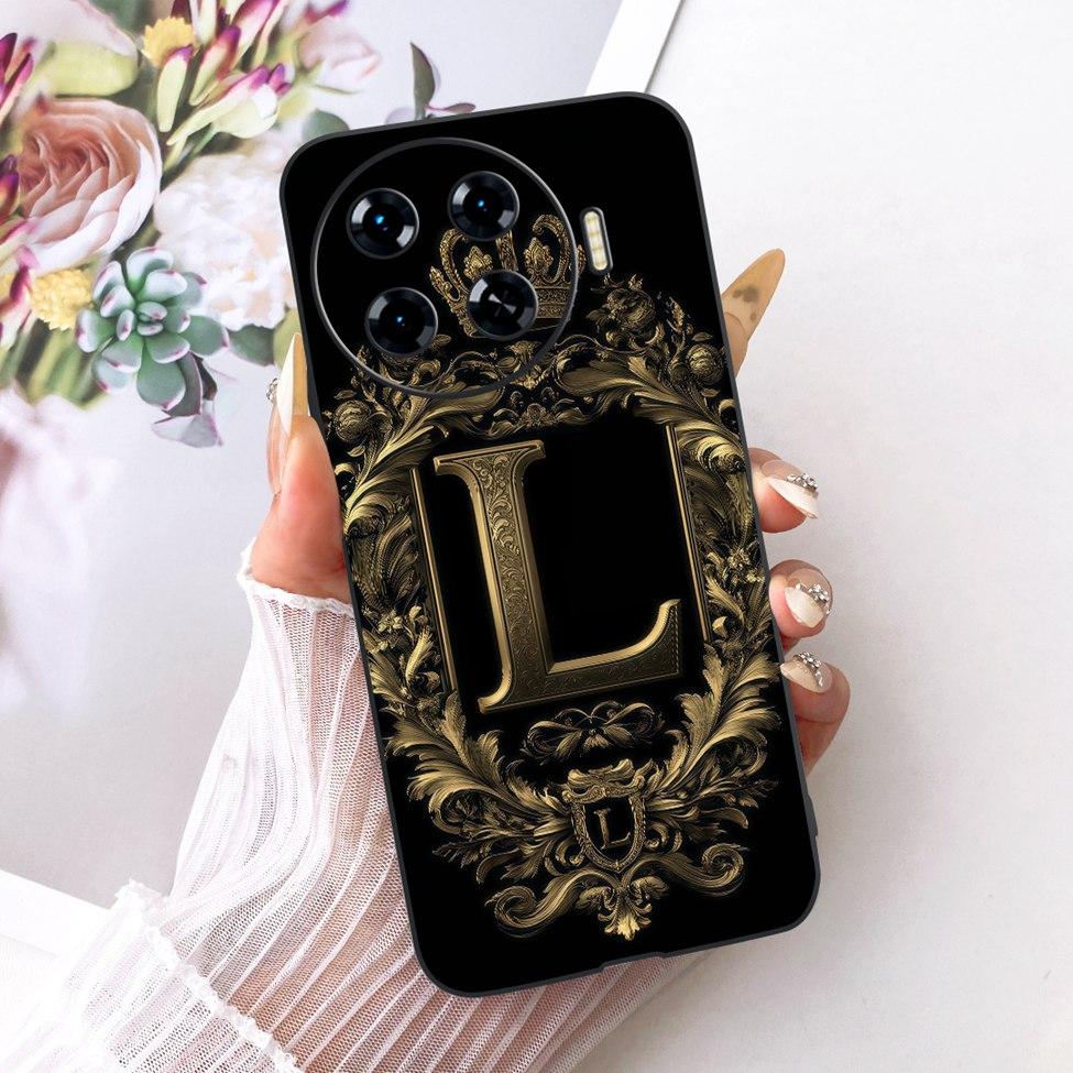 For Tecno Spark 20 Pro Plus Case Silicone Luxury Crown A-Z Letters 2D Flat Pattern Soft Cover Tecno Spark 20 Pro+ KJ7 Phone Case