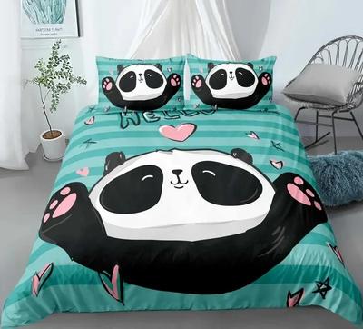 Luxuriös Neu 3D-Druck Panda Bequeme Bettdecke Bettbezug Kissenbezug Bettwäsche-Set Kinder Schlafzimmer Dekoration Heimtextil