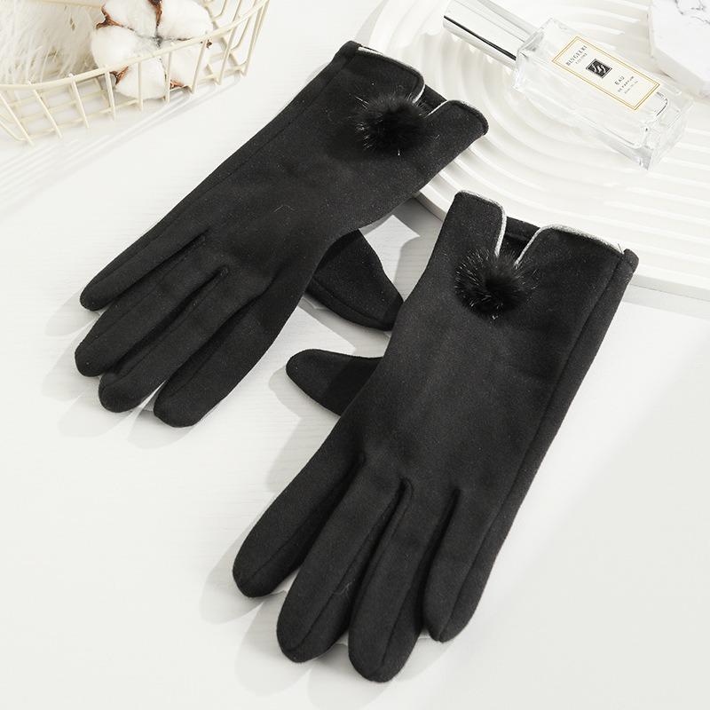 Warm gloves women's fleece cold-proof outdoor riding electric car rabbit down bow autumn and winter gloves