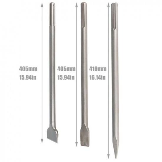 Zestaw 3 szt. wierteł SDS Max z długim ostrzem 16" Wytrzymałe dłuto do skuwania Dłuto płaskie
