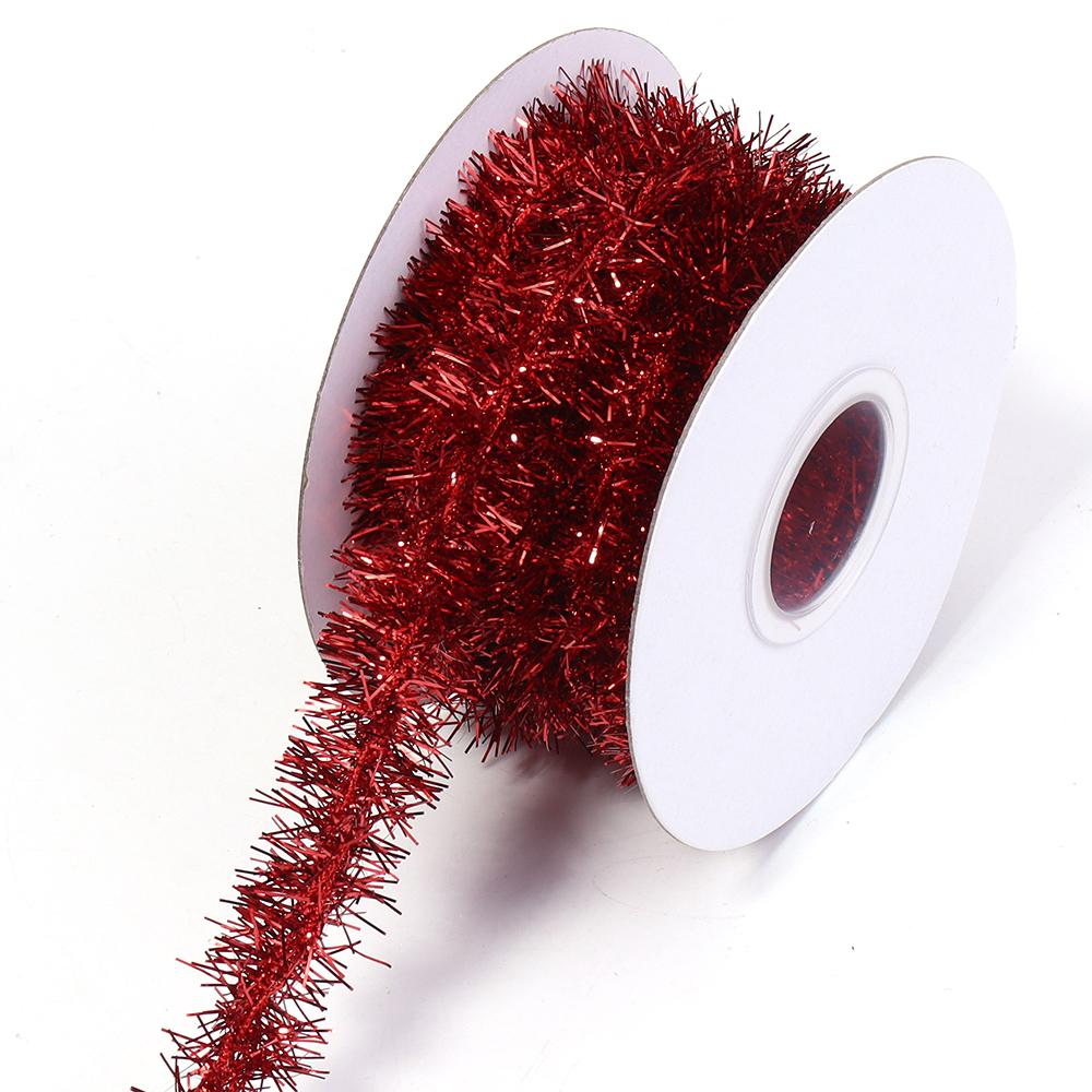 10Yards/Roll 2cm Colorful Stripes Christmas Garland Colorful Christmas Wrapping Tinsel Ribbons Gift Wedding New Year Party Decor