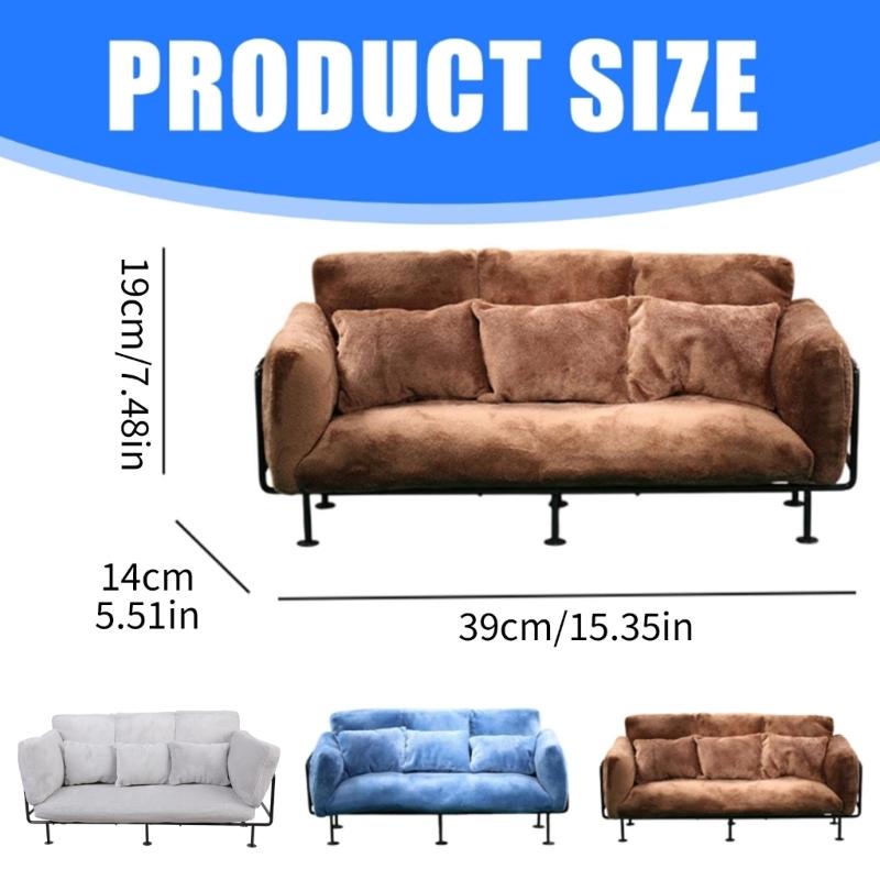 European Styles Velvet Sofa Furniture With Removable Cushion And Metal Frame for 1/6 Doll House Scene Display Accessories