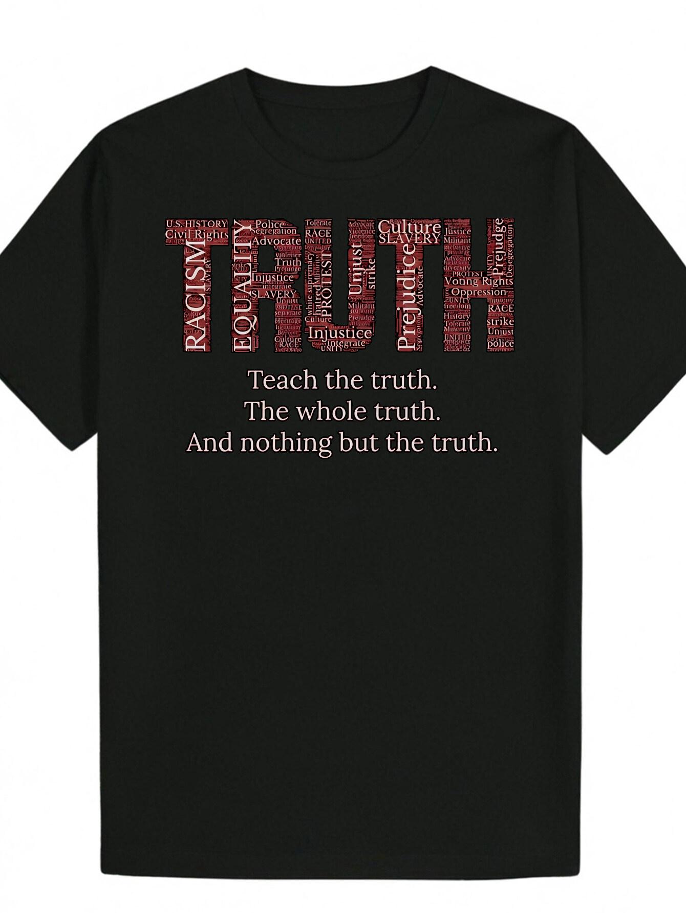 

Crew Neck T-shirt with Inspirational TRUTH Letter Print - Breathable Polyester XXL