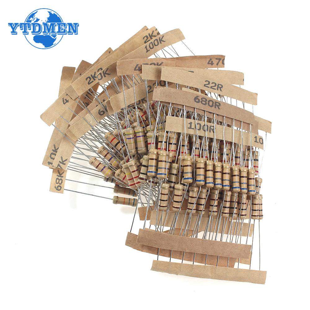 200PCS 1W Resistors Kit 5% Carbon Film Resistor 20values*10pcs 10 Ohm ~1M 6.8K 10K 22K 47K 68K 1M Resistance Set