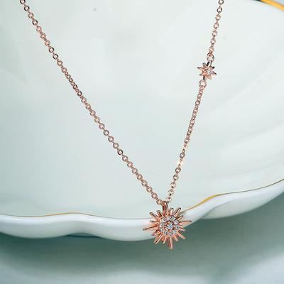 Güneş Kolye Işık Lüks Azınlık Tasarımı Basit Ayçiçeği Çiçek Zinciri