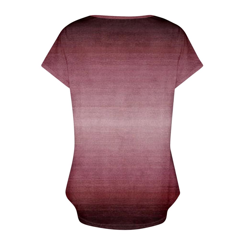 Letnie topy dla kobiet Wzór dla kobiet Dekolt w kształcie litery V z krótkim rękawem Wygodne topy damskie T-shirty oversize