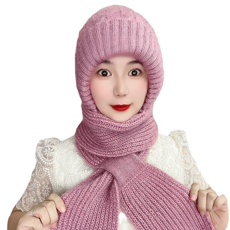 Damski Komplet Czapka i Szalik z Pluszem Jesień/Zima Dzianinowa Czapka Ochrona Uszu Zimowa Dzianinowa Czapka Zima