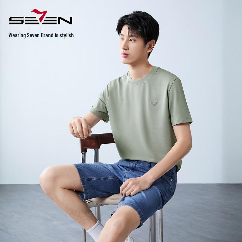 SEVEN Men s Jacquard Silk Blend Crew Neck T-Shirt XL