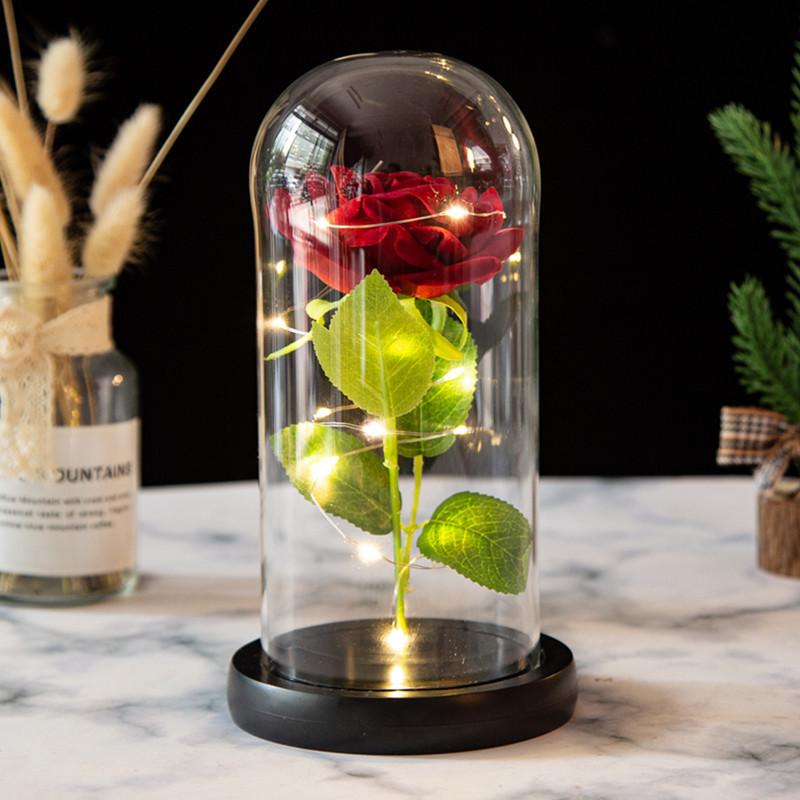 Glass cover simulation rose ornament, immortal flower ornament creative Mother's Day Valentine's Day gift