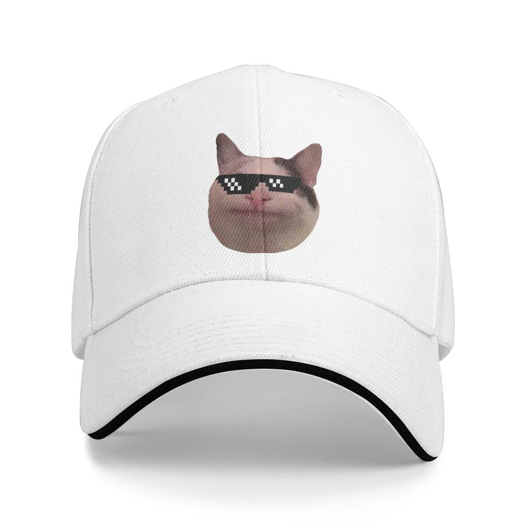 Smiling Beluga Cat Meme Sandwich Caps Unisex Vintage Baseball Cap Internet Viral Joke Adjustable Sports All seasons Hat Adult