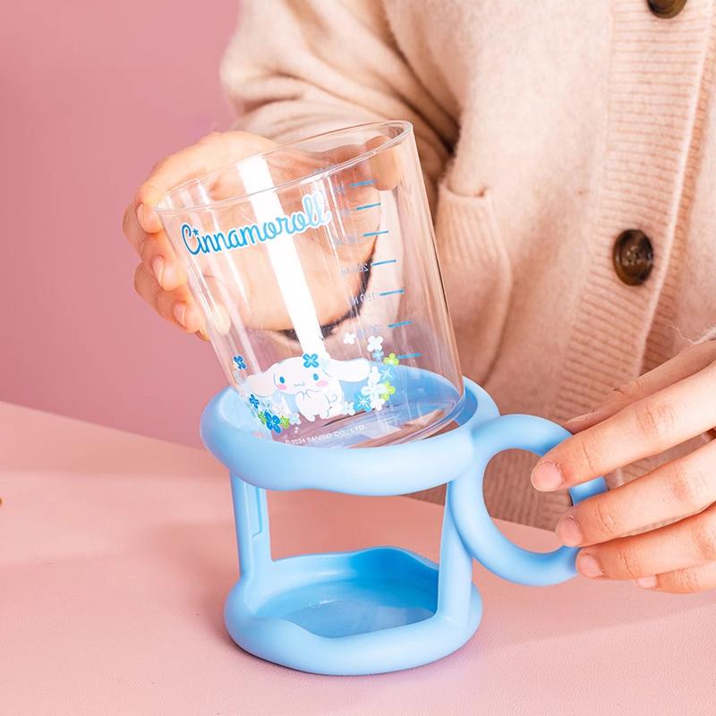 For Sanrio Glass Cup with Mug Sleeve High Borosilicate Glass Heat-proof Water Cup with Scale Home Breakfast Juice Milk Mug Gift