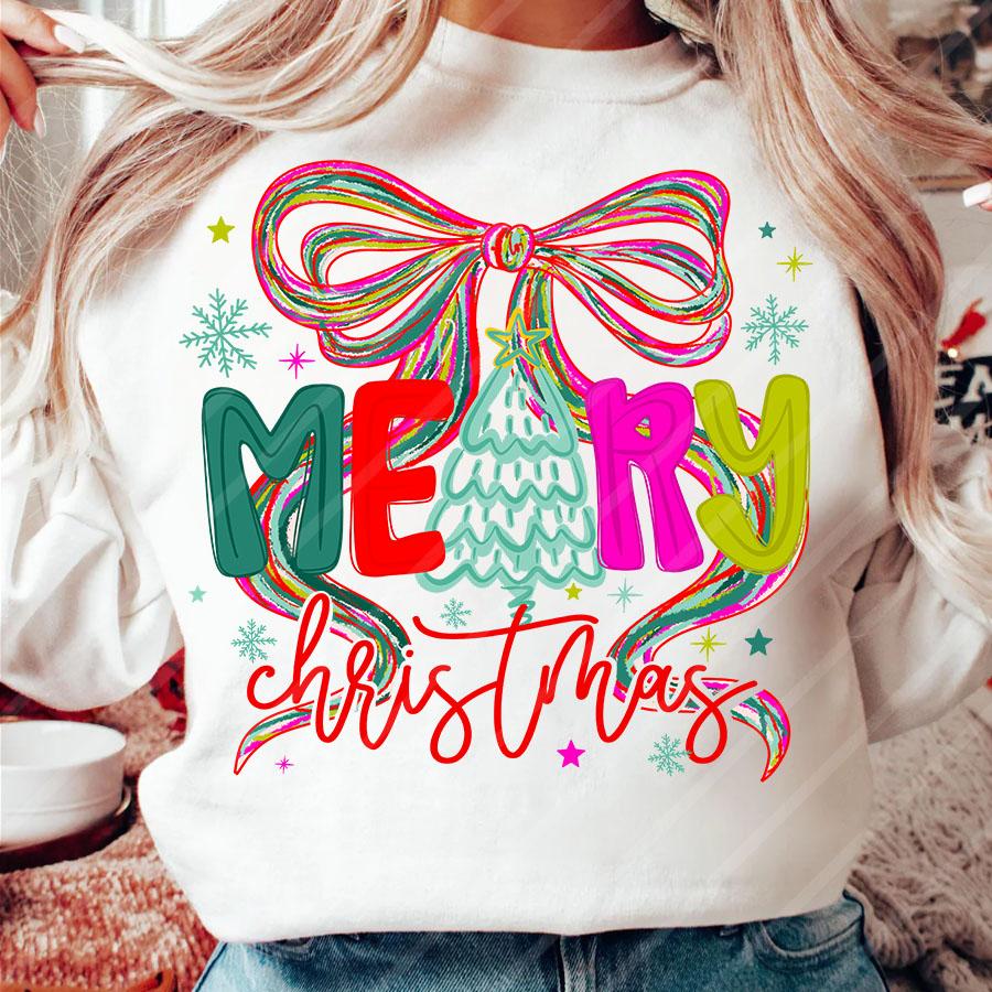 Merry Christmas Bow DIY Iron Heat Transfer Printing Stickers T-shirt Sports Shirt Bag Pillowcase Clothing Christmas Decoration