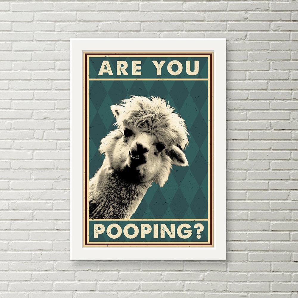 Lama Amuzantă Drăguță Ești Caca Poster Vintage Decor Baie Artă de Perete Pictură pe Pânză Cadou Toaletă Imagini Alpaca Imprimeuri
