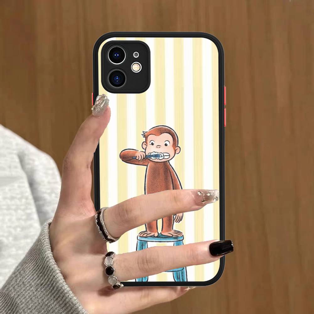 Lovely Curious G-George Monkey Phone Case For IPhone 16 15 14 Plus 15 13 12 11 Pro Max X XS MAX Matte Cover