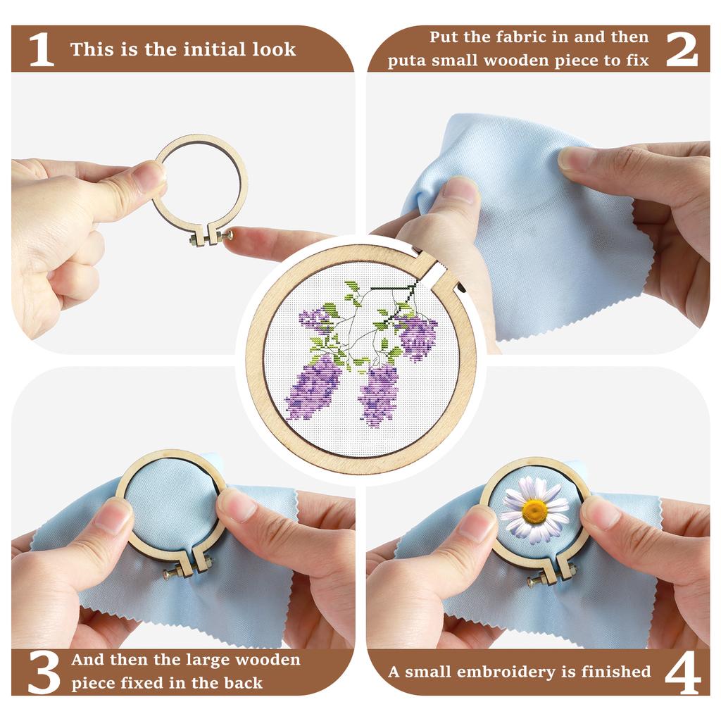 Mini-Stickrahmen aus Holz Ovaler Stickrahmen Kreuzstichmaschine DIY Nadelarbeit Haushaltsnähwerkzeug