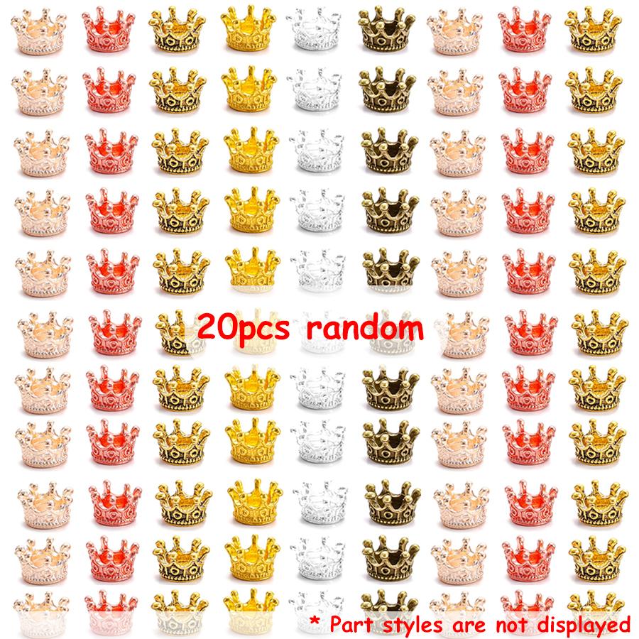 20pcs 1cm Mini Alloy Crown Charms Loose Beads Pendants Dollhouse Metal Crown Miniature Jewelry Making Necklace DIY Crafts