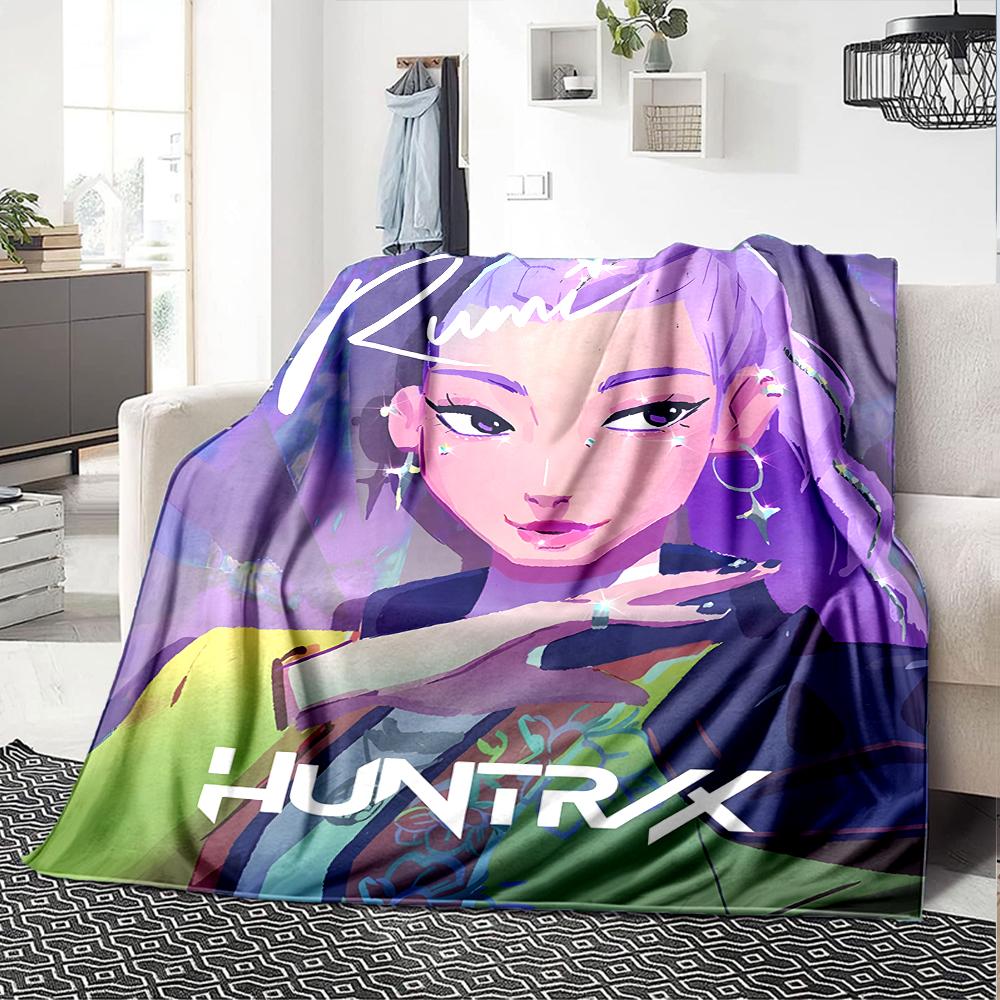 1pc KPop Demon Hunters RUMI4 Blanket, Gift, for Men and Women, Soft Blanket, Good for Sofa Bed Couch Travel, Lightweight Flannel Blanket