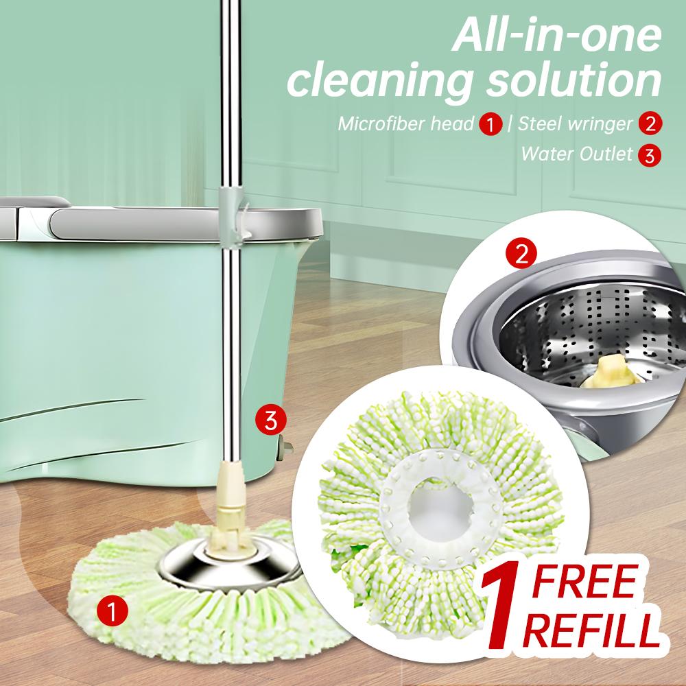 Mop rotativ și găleată cu set de stoarcet pentru curățarea podelei de acasă Mop de centrifugare separat pentru apă murdară și