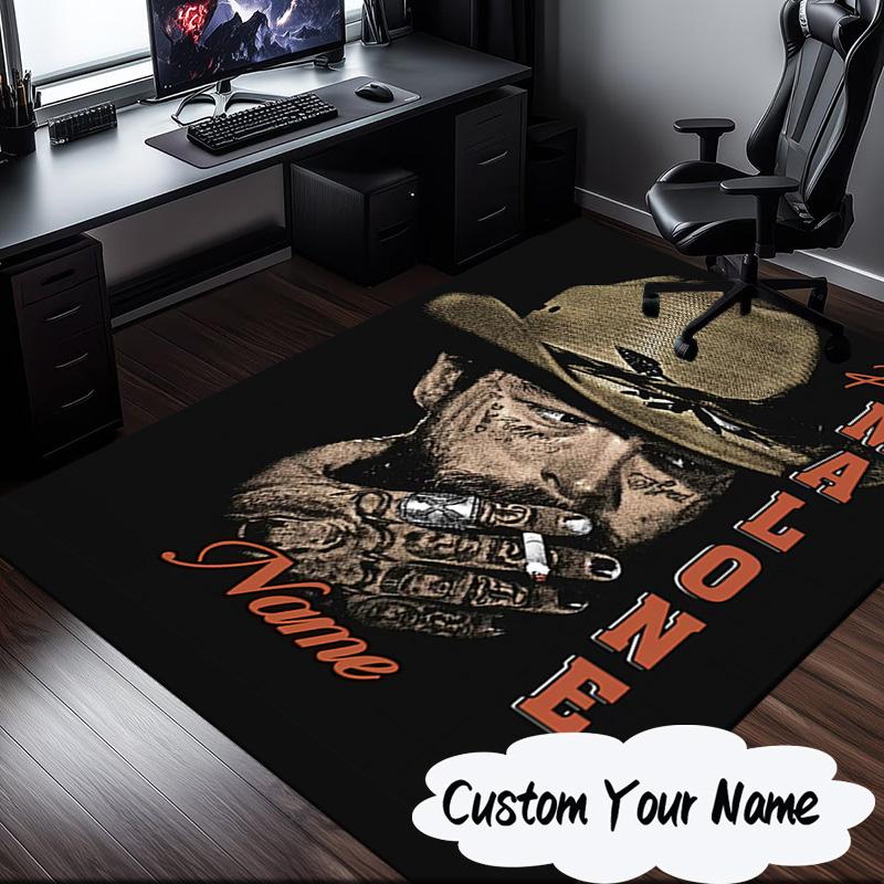 Custom Name Heart Post Malone Art Rug for Living Room, Game Rooms, Office, Bedroom, Floor Mat Playful Design, Fan Gifts Christmas Decor