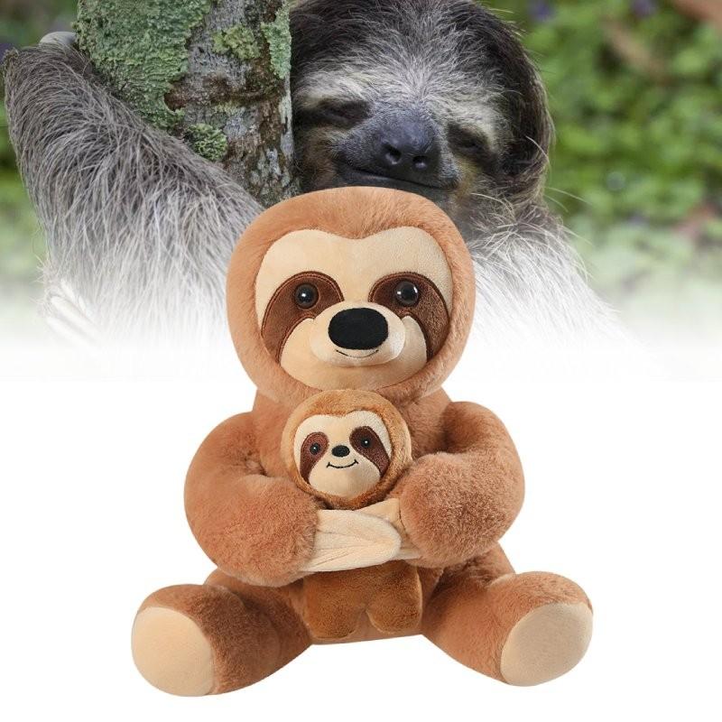 Cute Sloth Plush Toy Mother And Baby Soft Stuffed Animal Doll Kids Gift 20cm And 30cm