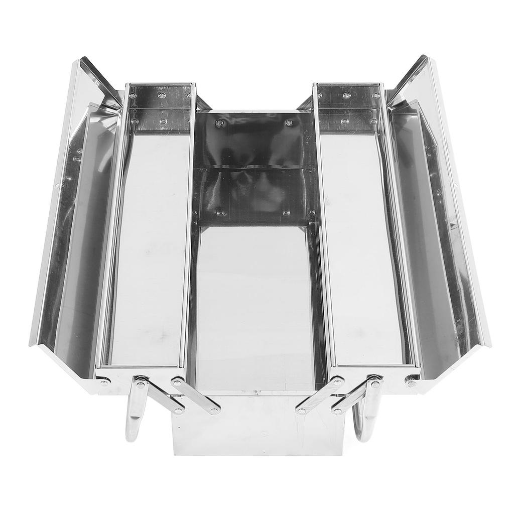 Cantilever Tool Box 2 Tier 3 Tray Stainless Steel Portable Expandable Tool Storage Box for Home Auto