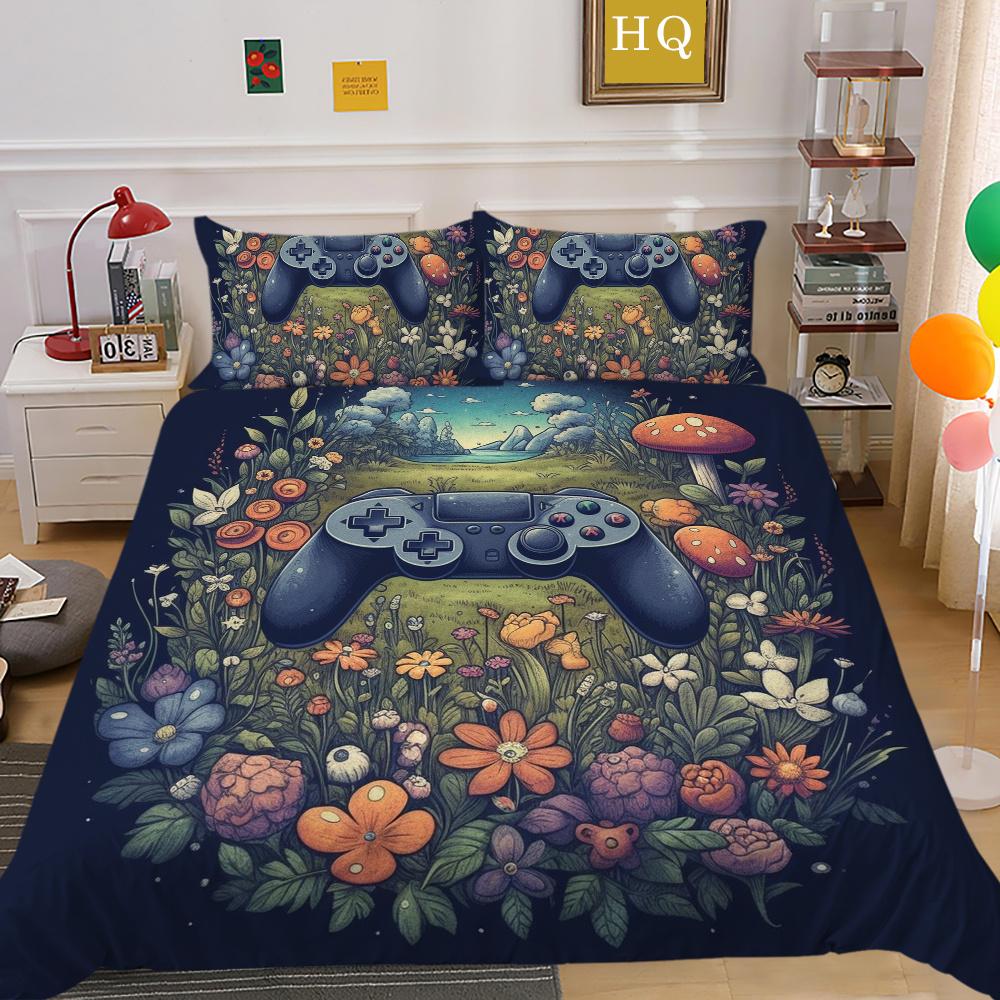 Parure de lit imprimée avec Console de jeu, vêtements de lit King Size, Design de jeu amusant pour adolescents, décoration de chambre à coucher de haute qualité