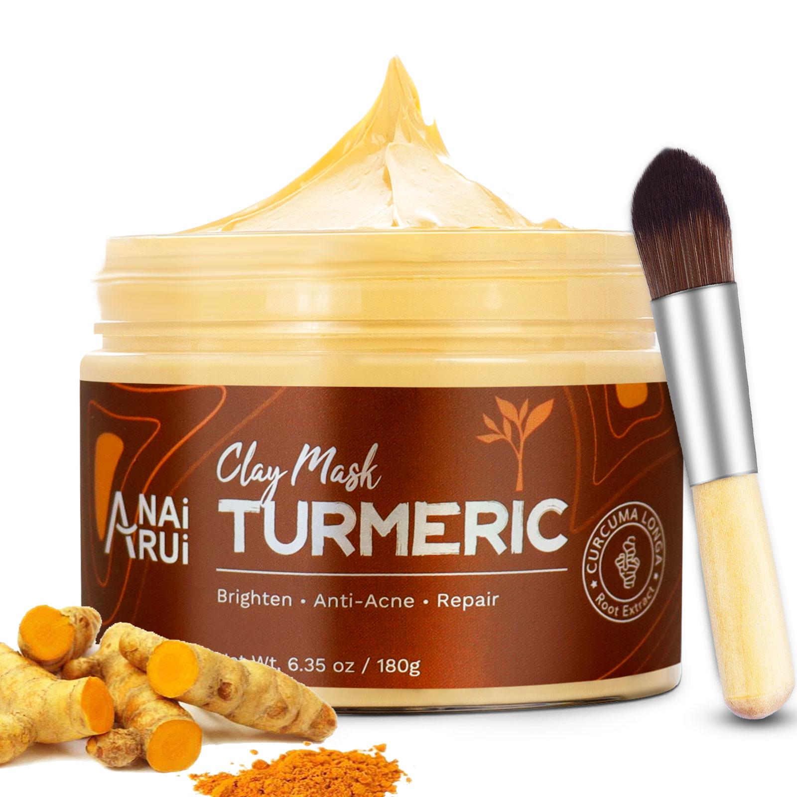 ANAiRUi Turmeric Clay Mask with Vitamin C & Kaolin Clay, Radiant Smoothing Cleansing Facial Mask 180g