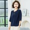 2026 Fashionable Chinese Style Short Sleeve T-shirt for Middle-aged and Elderly Women - Summer Temperament Top