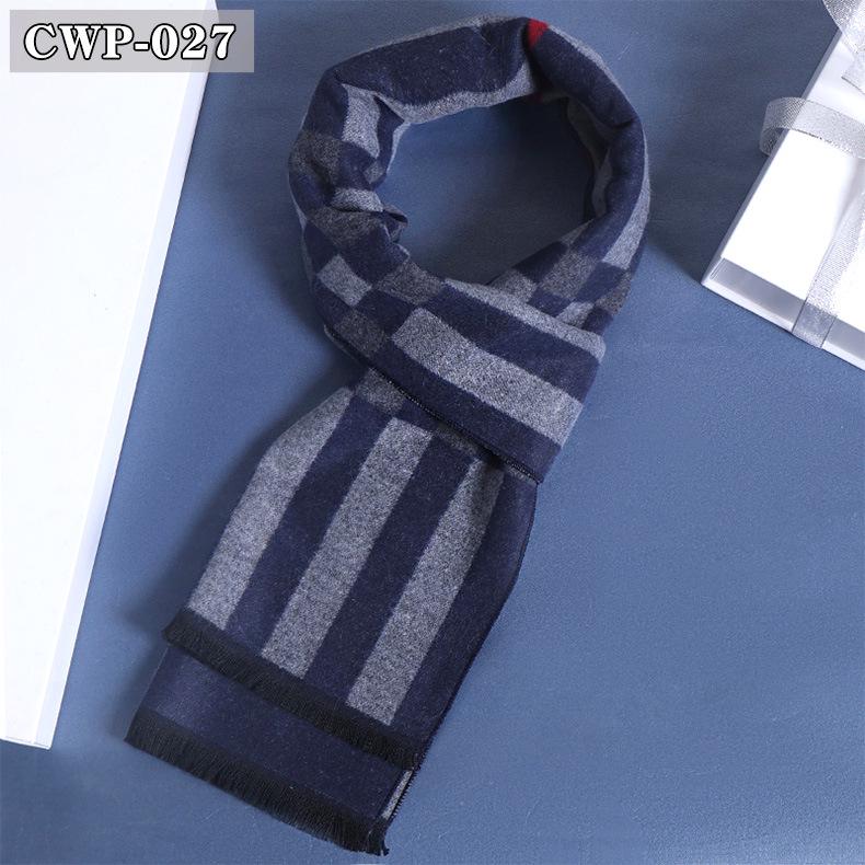 Зимний мужской шарф в черно-серую клетку из имитации кашемира 2025 Above 175cm