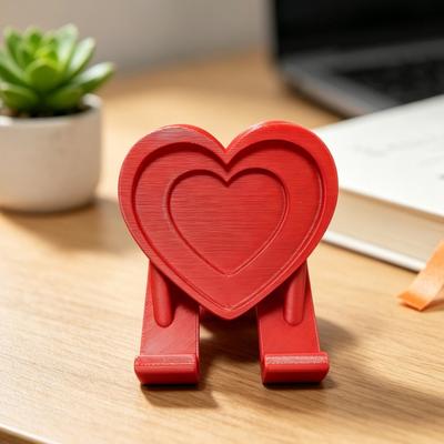Heart Cell Phone Holder 3D Printed Love Heart Shaped Mobile Phone Stand Valentine's Day Gift for Home Office Desktop Decoration