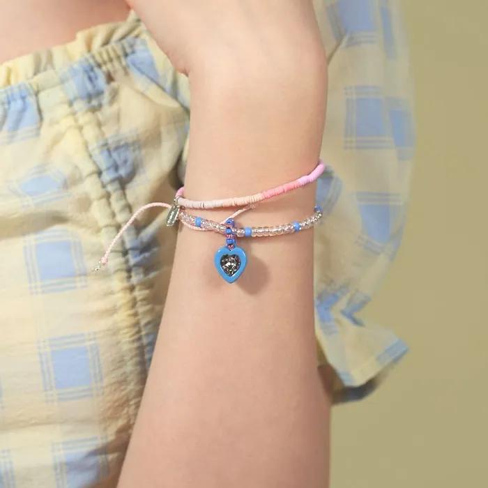 Bonbo Heart Stone Color Bead Knot Bracelet