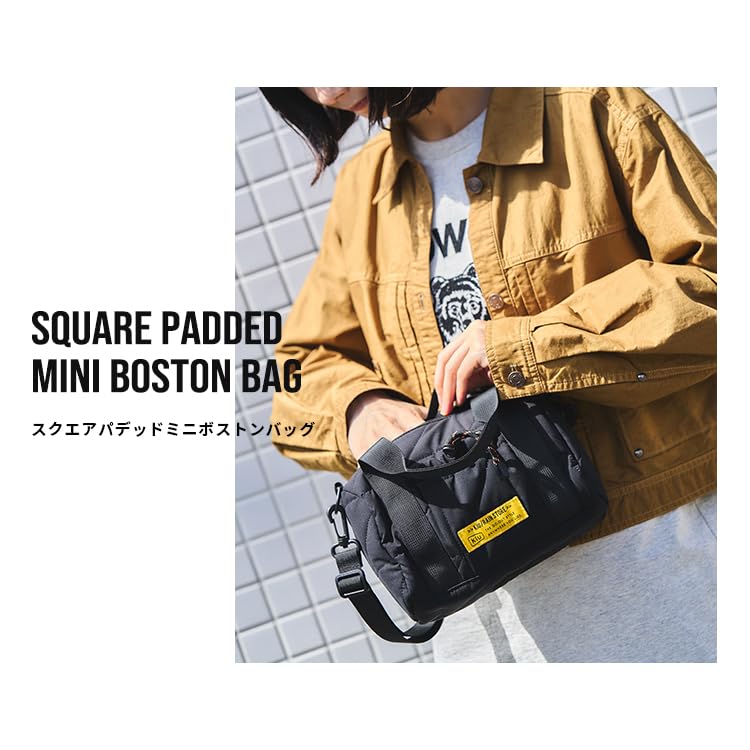 KiU Square Padded Mini Boston Mini Bag with Shoulder Strap and Bag, Waterproof, Water-Repellent, Quilted, Pocket, Simple, Stylish, Cute, Casual,