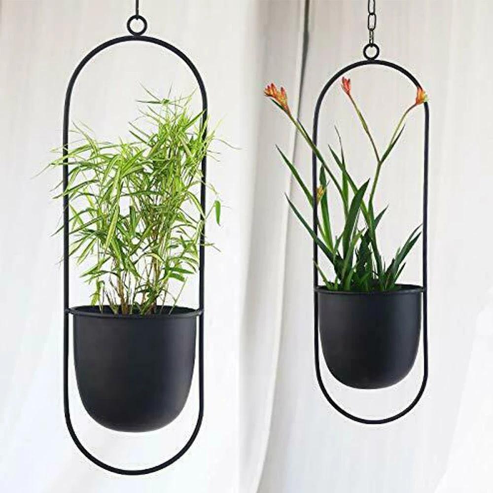 2026 New 10 Type Metal Hanging Flower Pot Nordic Chain Hanging Planter Basket Flower Vase for Home Garden Balcony Decoration