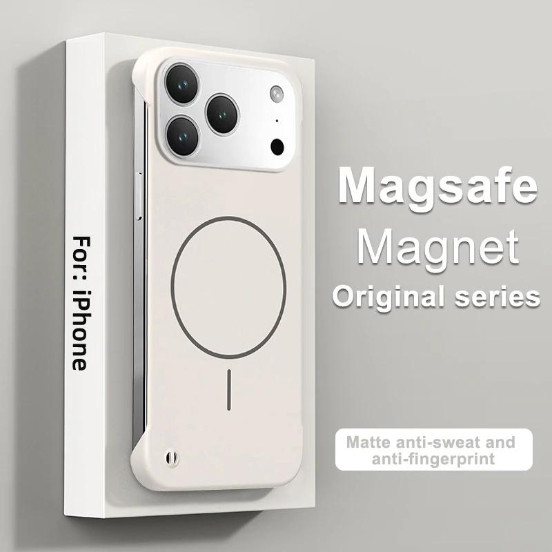 Frameless Solid Color Magnetic Phone Case For iPhone 17 Air 16 15 14 13 12 11 Pro Max Plus 16E For Magsafe Hard Matte Back Cover