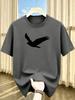 Unisexs Summer Quick Drying Material Eagle Pattern Print Fashionable Sports and Casual Loose Round Neck Short Sleeved Tshirt Top