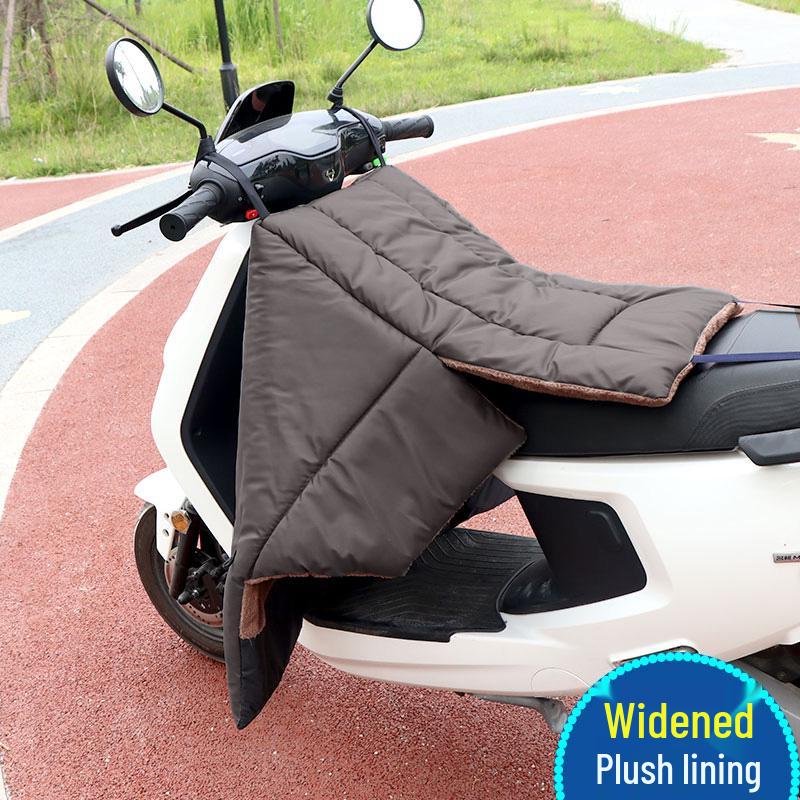 Split Type Winter Fleece Lined Waterproof Windshield Cover with PU Leather Leg Protector and Extra Thick Windproof Design