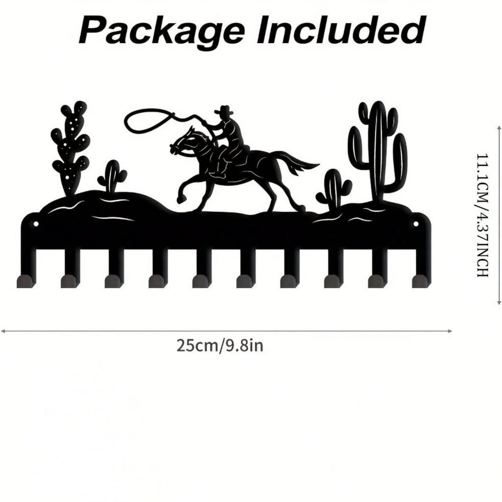 Metal Cowboy Hat Wall Hook Rack Western Decor Bar Hanging Storage Organizer