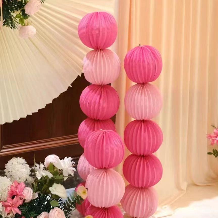 Honeymoon Decor Honeycomb Pillar Set: Wedding and Bedroom Lantern Wall Bunting.