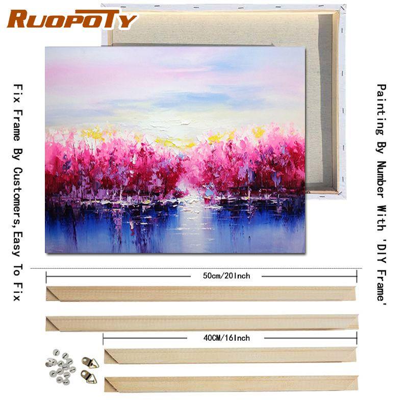 RUOPOTY DIY Painting By Numbers Acrylic Paint By Numbers Landsacpe Oil Painting Modern Wall Art Canvas Painting 40x50CM With DIY Frame