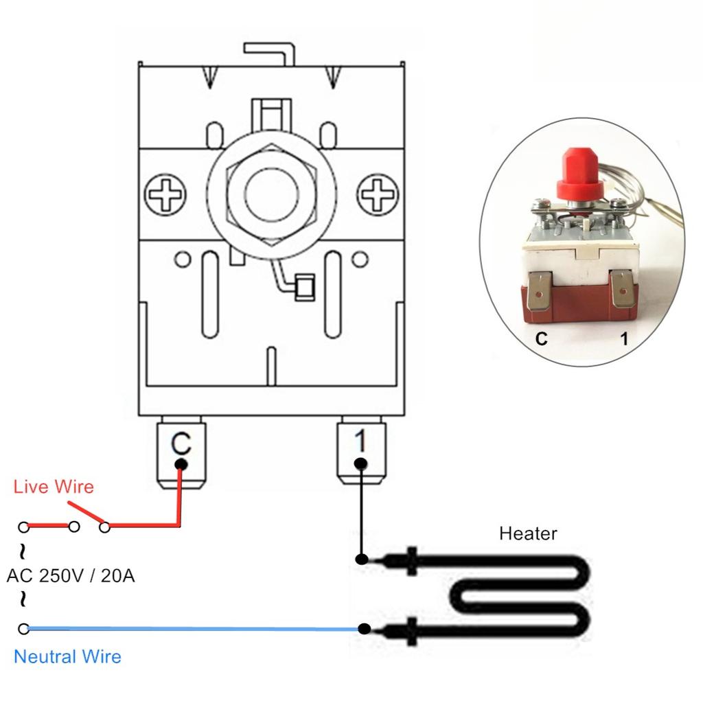 Thermostat Bulb Thermometer Fixed High Temperature Safety Limiter Control Switch Manual Reset Extended Capillary 1m For Oven