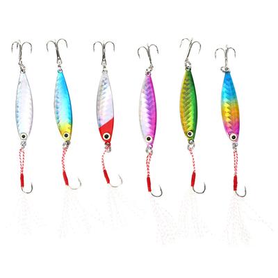 6PCS Long Shooting Sea Fishing Sequin Lure Artificial Attractive Iron Plate Bait Tool Accessory