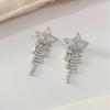 Elegant Rhinestone Star Tassel Earrings for Women - Exquisite, Versatile, and High-End Ear Jewelry for Autumn and Winter.