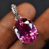 23 Ct Pink Tourmaline Gem Pendant Oval Cut 925 Sterling Silver Jewelry For Gift