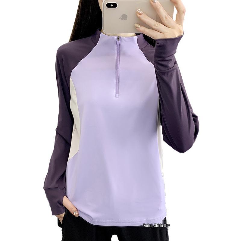 Women's Quick-Drying Fingerless Long-Sleeve Running & Hiking T-Shirt: Breathable & Elastic