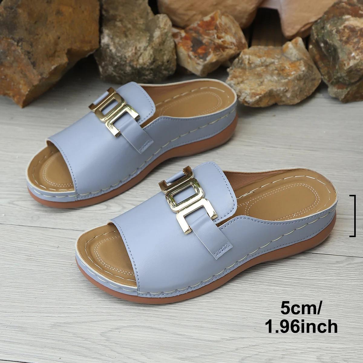 

Outdoor fashion plus size women s slippers, five color lightweight and comfortable sandals, women s slope and beach slippers 36 синій