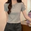 Women's Slim Fit Short-Sleeve Solid Color T-Shirt - Korean Style Summer Top