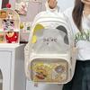 Large-capacity Schoolbag, Female Junior High School Student Kitten Backpack, Student Japanese Pain Bag Ins Wind Transparent Backpack Tide