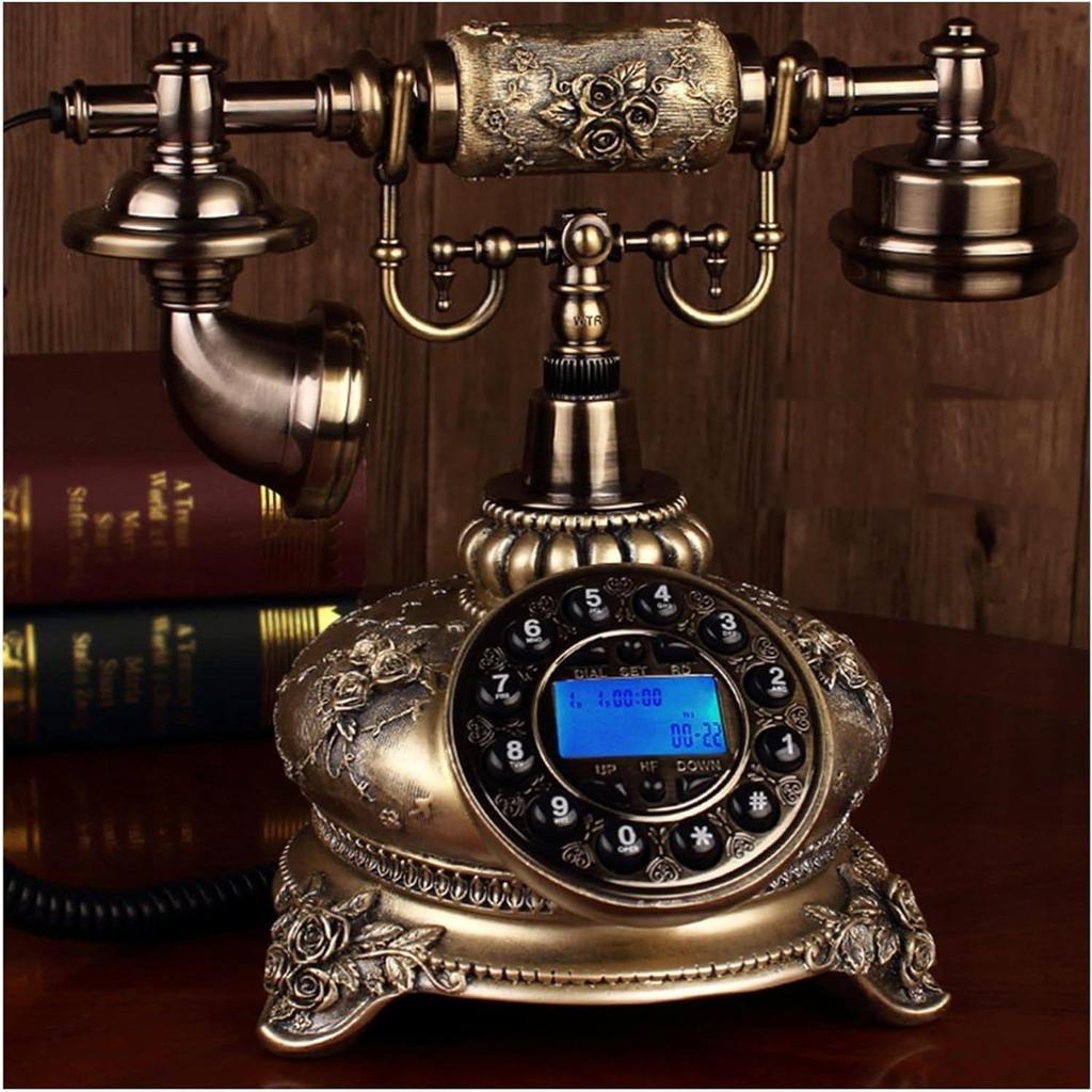 Vintage pevný telefon Retro telefon Starožitný telefon s tlačítkovým vytáčením Staromódní pevný telefon s LCD displejem Keramické šňůrové telefony