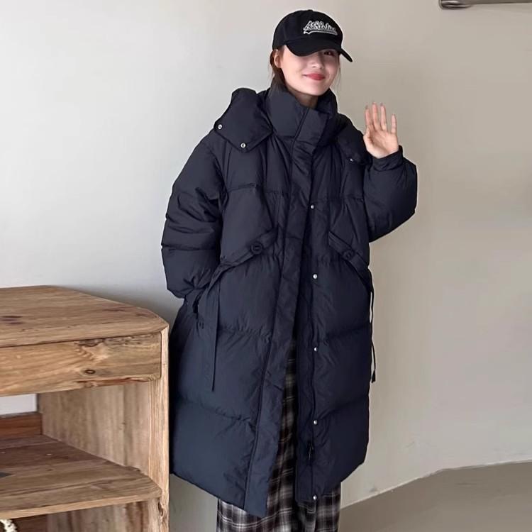 European long white duck down jacket women's 2025 winter fashion design sense streamer to keep warm over the knee thickened jacket
