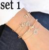 Trendy European & American Triangle Love Tree Leaf Bracelet Set - 4 Pieces